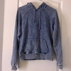 Distressed Washed Blue Jean Hoodie